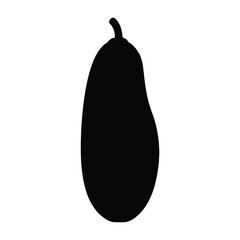 papaya vector silhouette icon, black and white illustration of fruits.