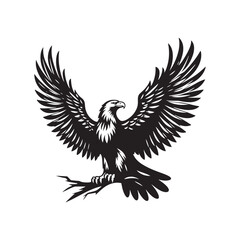 Gold Eagle Bird Vector Silhouette, Majestic Bird Illustration, Powerful Raptor Design, Bold Eagle Outline, Nature-Inspired Avian Art.