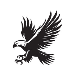 Gold Eagle Bird Vector Silhouette, Majestic Bird Illustration, Powerful Raptor Design, Bold Eagle Outline, Nature-Inspired Avian Art.