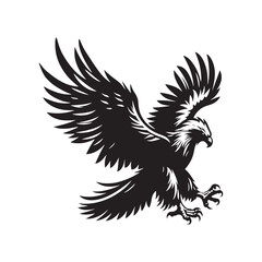 Gold Eagle Bird Vector Silhouette, Majestic Bird Illustration, Powerful Raptor Design, Bold Eagle Outline, Nature-Inspired Avian Art.