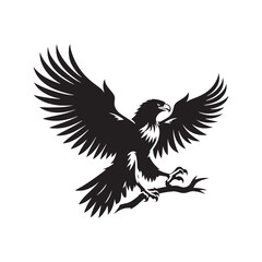 Gold Eagle Bird Vector Silhouette, Majestic Bird Illustration, Powerful Raptor Design, Bold Eagle Outline, Nature-Inspired Avian Art.