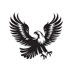 Gold Eagle Bird Vector Silhouette, Majestic Bird Illustration, Powerful Raptor Design, Bold Eagle Outline, Nature-Inspired Avian Art.