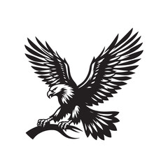 Gold Eagle Bird Vector Silhouette, Majestic Bird Illustration, Powerful Raptor Design, Bold Eagle Outline, Nature-Inspired Avian Art.