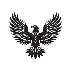 Gold Eagle Bird Vector Silhouette, Majestic Bird Illustration, Powerful Raptor Design, Bold Eagle Outline, Nature-Inspired Avian Art.