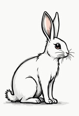 Obraz premium Contemporary Bunny Line Art: Single Continuous Stroke for Modern Fashion Designs, Abstract Monochrome Illustration with a Minimalist and Stylish Appeal 