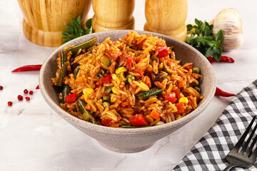 Mexican spicy rice with vegetables