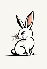 Obraz premium Modern Bunny Silhouette: Single Continuous Line Art for Fashion-Forward Designs, Abstract Monochrome Illustration for Stylish and Minimalist Aesthetics