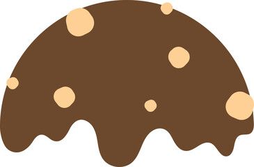Cute chocolate sauce with peanut ice cream topping. Flat design illustration.	