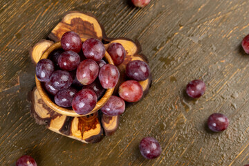 wet grapes closeup, clean wet grapes safe for eating, closeup and top view
