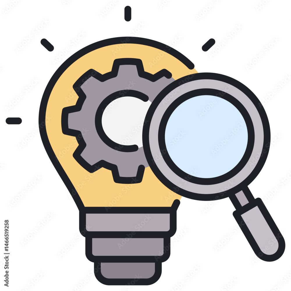 Poster research and development lineal color icon