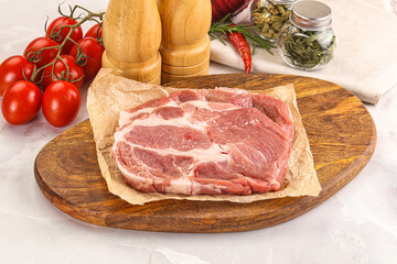 Raw pork neck steak sirloin