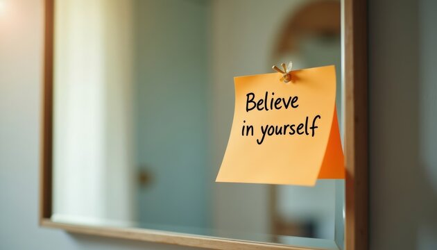 Positive message on mirror encouraging self-belief  