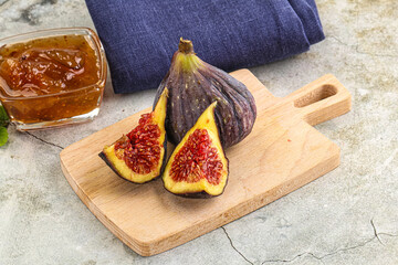 Purple ripe fig with cut