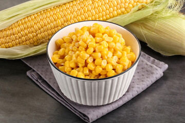 Canned sweet young corn grain