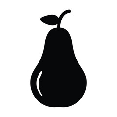 pear vector silhouette icon, black and white illustration of fruits.
