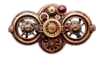 Mechanical Gears, Cogwheels Arrangement on Black, cut out transparent