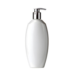 A sleek, minimalist dispenser of liquid soap or lotion, featuring a shiny metallic pump and a clean, pristine design. isolated on transparent background