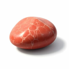 Pebble. Smooth red sea stone isolated on white background with shadows