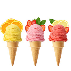 ice cream cone with fruit