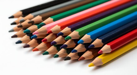 Fototapeta premium Arrangement of Many Colored Pencils for Drawing and Art