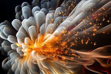 Naklejka premium Abstract Golden Flower with Light Trails and Sparks