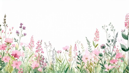 Fototapeta premium Floral beauty display nature field watercolor illustration bright outdoors close-up view serenity concept