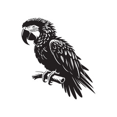 Great Green Macaw Bird Vector Silhouette, Vibrant Parrot Design, Tropical Bird Illustration, Colorful Avian Outline, Nature-Inspired Art.