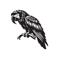 Great Green Macaw Bird Vector Silhouette, Vibrant Parrot Design, Tropical Bird Illustration, Colorful Avian Outline, Nature-Inspired Art.