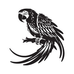 Great Green Macaw Bird Vector Silhouette, Vibrant Parrot Design, Tropical Bird Illustration, Colorful Avian Outline, Nature-Inspired Art.