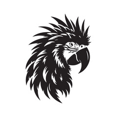 Great Green Macaw Bird Vector Silhouette, Vibrant Parrot Design, Tropical Bird Illustration, Colorful Avian Outline, Nature-Inspired Art.