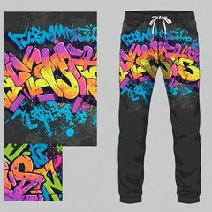 Graffiti Art SVG Print on Women's Pants (Left Design, Right Imprint) 