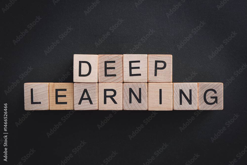 Poster wooden blocks spelling 
