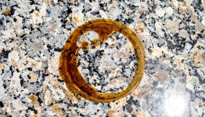 Oil spill cleanup action kitchen countertop photo capture indoor environment close-up view cleaning process