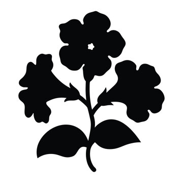 black petunia flowers on white background clip art preview