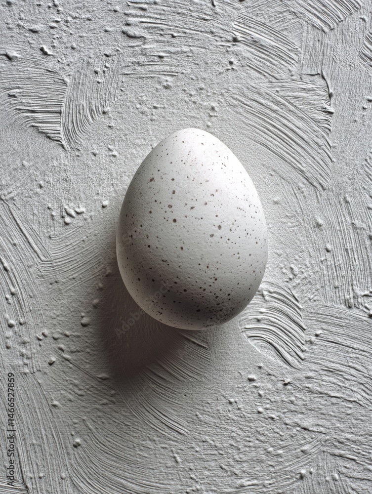 Leinwandbilder monochrome backdrop highlights the texture and simplicity of a tiny speckled egg resting on a smooth