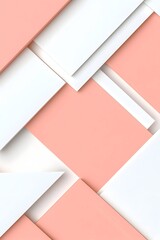 Abstract peach and white geometric pattern with layered shapes and subtle shadows