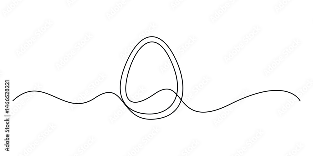 Fototapete Continuous one line drawing of an Easter egg with a minimalist design isolated on white background vector illustration