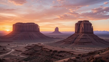 Monument Valley Sunrise: Majestic Buttes at Dawn