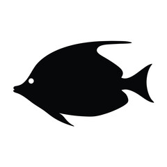 platy fish vector silhouette icon, black and white illustration of fish.