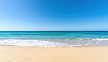 Obraz premium Relaxing beach scene tropical coast scenic photography clear skies wide-angle view nature's serenity