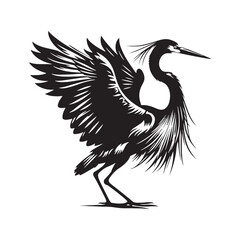 Great Blue Heron Bird Vector Silhouette, Elegant Wading Bird Illustration, Majestic Water bird Design, Nature-Inspired Avian Outline Art.