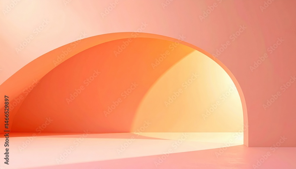 Poster dynamic arch design modern space digital art minimalist environment wide angle view architectural co