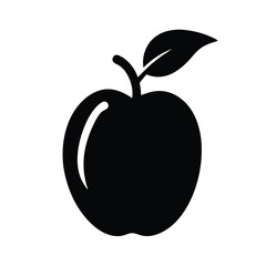 plum vector silhouette icon, black and white illustration of fruits.