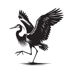 Great Blue Heron Bird Vector Silhouette, Elegant Wading Bird Illustration, Majestic Water bird Design, Nature-Inspired Avian Outline Art.