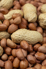 Shelled and Unshelled Peanuts Close-Up