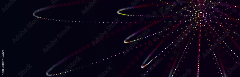 Poster abstract 3d illustration with cells of viruses, bacteria on dark background. background with dots an