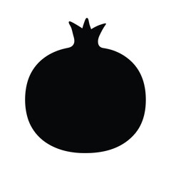 Fototapeta premium pomegranate vector silhouette icon, black and white illustration of fruits.