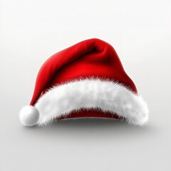 Isolated santa hat christmas holiday celebration winter festive season red white fur pompom santa claus cap