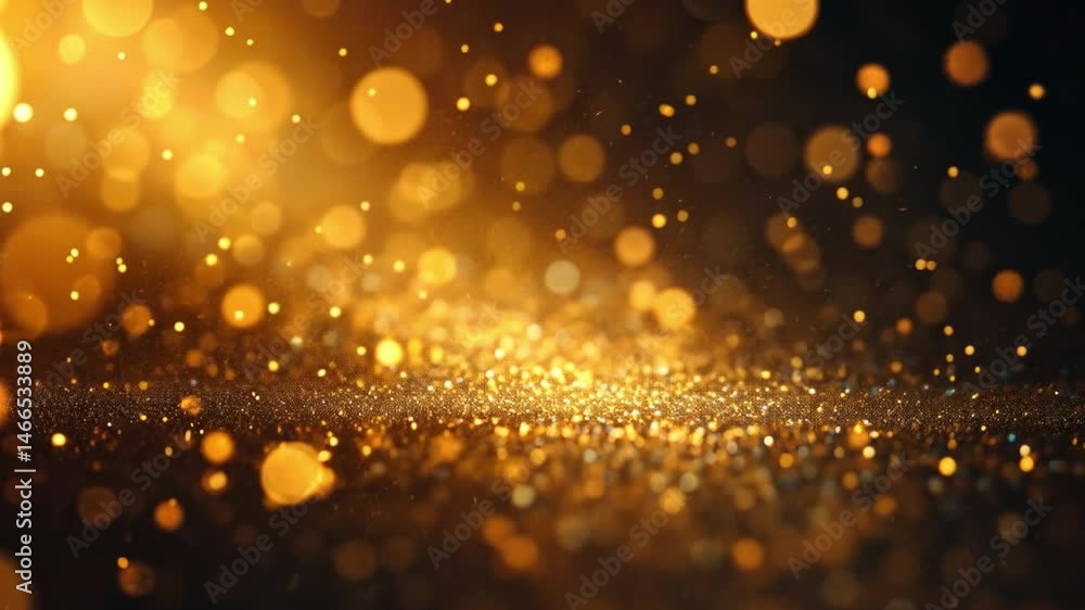 Poster golden bokeh lights warm and elegant background of shimmering particles for celebrations and special