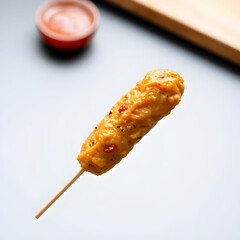 Yakitori chicken stick isolated on the white background